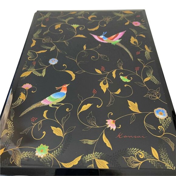 Address Book New Kansai Urushi Japanese Black Kansai Yamamoto Lacquer Floral - Picture 3 of 12